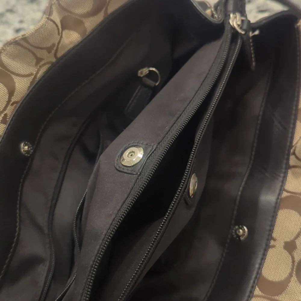 Coach Signature Penelope Satchel Brown & Black Bag Handles And Crossbody Options